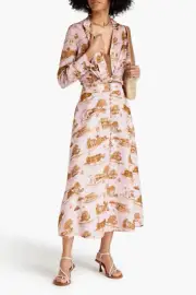 RRP €1280 ZIMMERMANN Linen Midi Flare Skirt AU1 US6 UK10 S Button Embellished