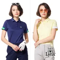 在飛比找PChome24h購物優惠-【Lynx Golf】女款合身版吸排機能優美緹花工藝袖口剪接