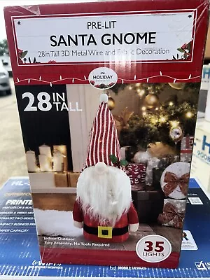 Holiday Collection Pre-Lit Santa Gnome Christmas Indoor Outdoor Decoration 28"