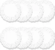 TEAONE White Decorative Placemat, 100 PCS Round Lace Paper Placemat for Food, Desert, Tableware Decoration (26.7cm/10.5in)