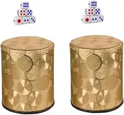 KOMBIUDA 2 Sets Box Color Cup Dice Set Cup Golden Pu Leather