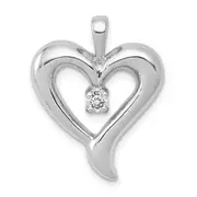 14k White Gold AA Real Diamond Heart Pendant
