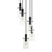 Eglo Montefino 5 Light Black & Steel Cluster Pendant Light