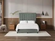 My Style Buttoned Headboard & Drawer Base - Queen / Seaglass / Drawer Base