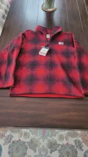 NWT The North Face Gordon Lyons Pullover Mens Red Black Plaid 1/4 Zip Size LARGE