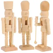 3 Pcs Nutcracker Figures Unfinished Soldier Puppets Decoration Child