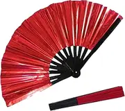 [Generic] Popping Fan - Party Hand Fan | Large Folding Chinese Japanese Kung Fu Tai Chi Handheld Prop for Men Women for Party Dance Performance