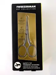 Tweezerman Pet Collection Safety Rounded Tip Trimming Scissors w/ Curved Blade