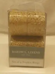 4 Bardwil Linens Textured Hammered Gold Colored Metal Napkin Rings 8843 India