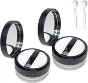 MUMULIDA Loose Powder Containers 2 Pack Empty Powder Compact Case with Powder Puff Mirror Spoon Net Sifter Loose Powder Travel Container 20g Refillable Powder Puff Case