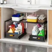 Under Sink Shelf Saving Space Slide Out Sink Shelf for Cabinet Office Pantry