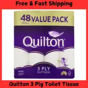 Quilton 3 Ply Toilet Tissue (180 Sheets per Roll 11x10cm) Pack of 48 Rolls FREE