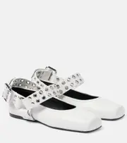 [Alaia] Alaïa Embellished leather ballet flats AU 6 white