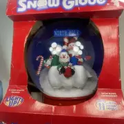 Gemmy Christmas Let It Snow - snowman Trio Waterless Snow Globe W Music Lights