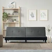 Sofa Bed Dark Grey Fabric,Comfortable Sofa Bed with Adjustable Backrest for Overnight Guests and Daytime Seating Living Room Furniture