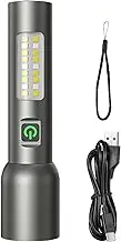 Compact Work Flashlight, USB Charging Aluminum Alloy LED, Telescopic Zoom Side Light, Ultra-Bright Portable Torch, for Outdoor, Camping, Hiking, Use
