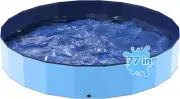 77'' Foldable Dog Pet Bath Pool, Heavy Duty Non-Slip Kiddie Pool, Plastic Pet Wa