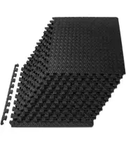 12PCS Puzzle Exercise Mat EVA Foam Interlocking Tiles Home Gym 12"x 12" Black
