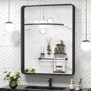 30 X 36 Inch Black Bathroom Mirror for Wall Vanity Mirror with Non-Rusting Alumi