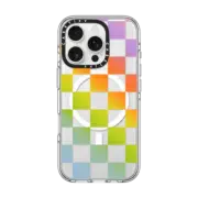 iPhone 16 Pro Clear Case MagSafe Compatible Check Mate - Rainbow Gradient