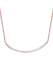 Genevive 18K Rose Gold Vermeil CZ Curved Necklace