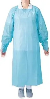 Shigemitsu Shoji [Bulk Purchase] 300 Disposable CPE Gowns (15 Pieces/Box x 20 Boxes), Blue, Length 46.1 inches (117 cm)