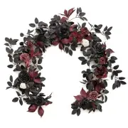 Ling's Moment 5FT Black Burgundy Artificial Flower Garland Fake Rose Leaves F...