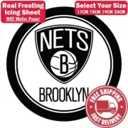 Brooklyn Nets NBA Edible Image Cake Topper Round Frosting Icing Party