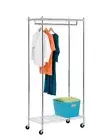 Rolling Garment Rack with Heavy Duty Steel Shelves for Long Coats and Garments