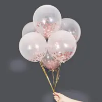 在飛比找樂天市場購物網優惠-12吋 亮片紙氣球(5入) 透明乳膠氣球(28cm) 婚禮氣