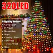 6.56FT Waterfall String Lights 320 LED USB Christmas Tree Decor Lights W/ Remote