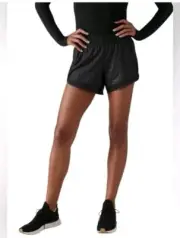 NEW Athleta Printed Mesh Racer Run 4” Short XS Aster Texture Black Shorts