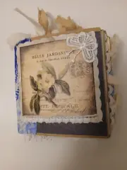 Handmade Blue Jean Style Unique Paper Lunch Bag Junk Journal Ooak