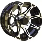 Black w/Machined 12x7, 4/4, 3+4 Ocelot E120 Golf Cart Wheel - E-120 12X7 MACH