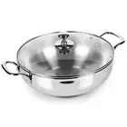 Milton Pro Cook Stainless Steel Sandwich Bottom Wok with Glass Lid, 28 cm