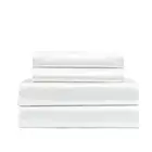 Royal Comfort Satin Sheet Set 4 Piece Fitted Flat Pillowcases King White fabric,
