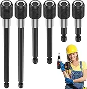 6Pcs Drill Bit Extension Magnetic Chrome-vanadium Steel Screwdriver Bit Holder 1/4 Inch Hex Shank Drill Bit Extender Adapter Set for Screws Nuts Drill