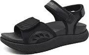 [ONCAI] Walking Sandals Women,Arch Support Hiking Sandals with Orthotic Outdoor Footbed for Plantar Fasciitis,Water Athletic Platform Sandalias Mujer with 3 Adjustable Strap (US Size 6-12), Black, 8