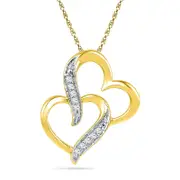 Natural Diamond Accent Interlocking Hearts Pendant in 10K Yellow Gold