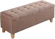 Folding Storage Solid Wood Storage Sofa Stool Cloth Shoe Bench Rectangle Large Capacity Storage Upholstered seat Bearing Weight 150kg Ottomans (Color : Red) (Brown)