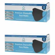 100pcs Litepak Black Disposable 3 Ply Face Mask SOFT Earloop Premium Mouth Cover