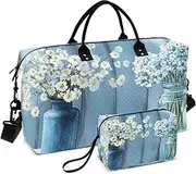 [ZRYSMY] Duffel Bag for Traveling, Blue Daisy Board Travel Bag Gym Bag, with Multiple Interior Pockets Shoulder Weekender Bag for Women Men with Toiletry Bag 20.5L x 1.9W x 13.8H, Multi-Colored, one
