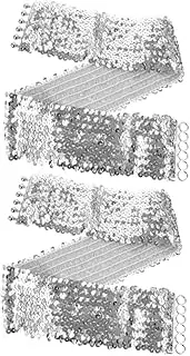 [WESIEVYA] 2pcs Silver Sequin Elastic Waist Belts for Costume Parties Bling Wide Cinch Belt for Dresses for Valentines Day and Dance Performances