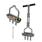 Lawn Aerator Core Garden Tool with Storage Tray, Manual Yard Grass Plug