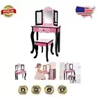 Fun & Safe Leopard Prints Vanity Set with Tri-Fold Mirror for Imaginative Play