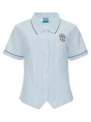 Snr SS Sky/White Blouse With Emb
