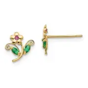 Madi K Kid's Post Earrings 14k Cubic Zirconia Flower Design, 8 mm