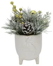 Flora Bunda Xmas Mix In 4.5In Cardinal Ceramic Footed Pot