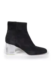 Black Suede Clear Heel Boots