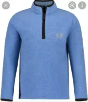 NWT Under Armour Boys Fleece Quarter Zip Pullover Blue Gray Logo Size 7